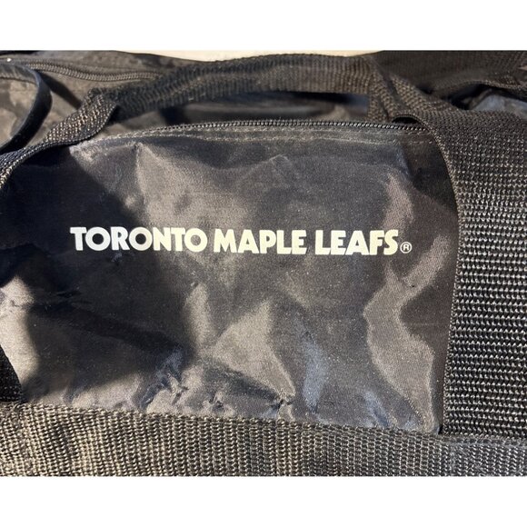 Toronto Maple Leafs Duffel Workout Bag Black Blue Mesh Pockets Zippers 20 x 10" - Picture 3 of 12